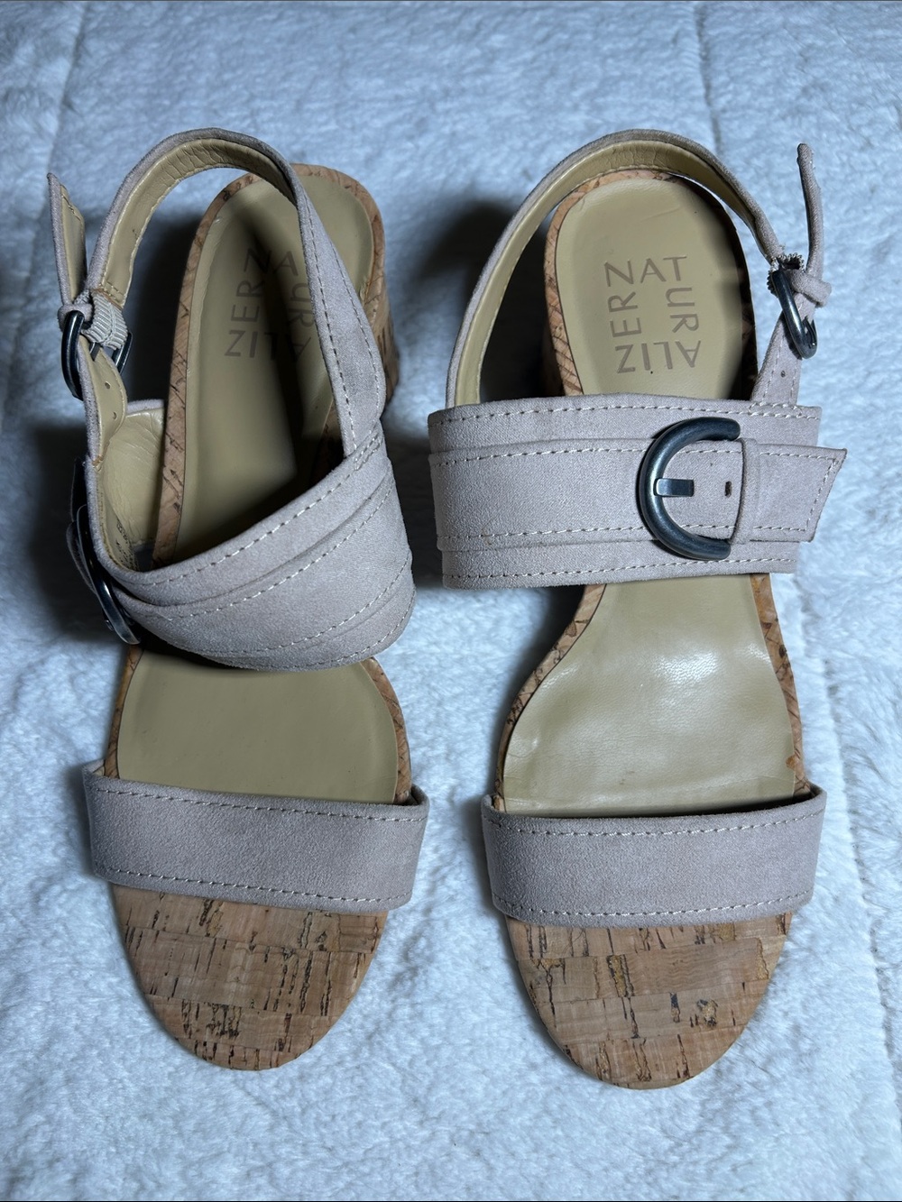 Naturalizer Taupe Cork Wedge Heels 👡